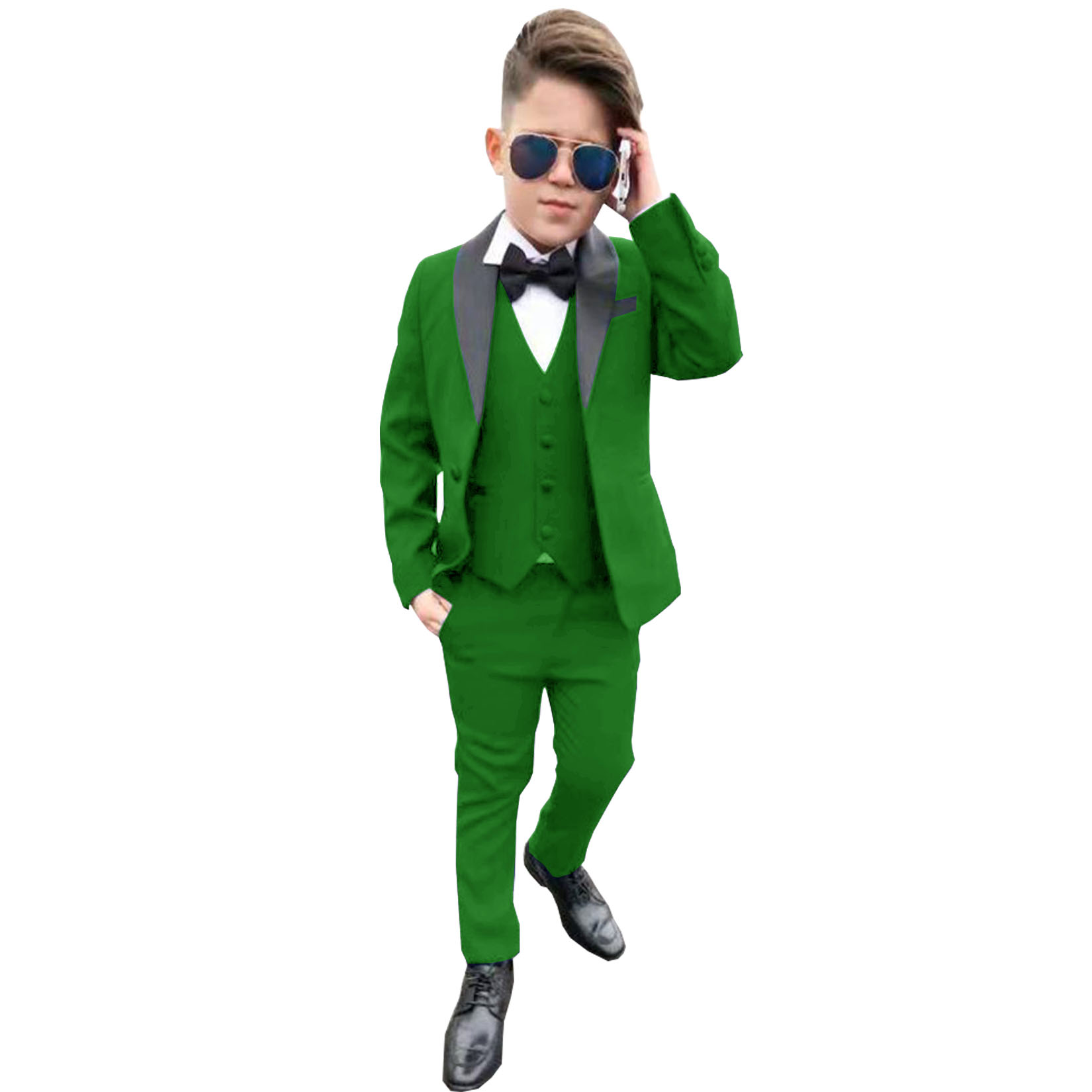 Fashion Boy Suit Formal Wedding Tuxedo Jacket Pants Vest 3 Pieces Set Kids Clothes Party Child Blazer