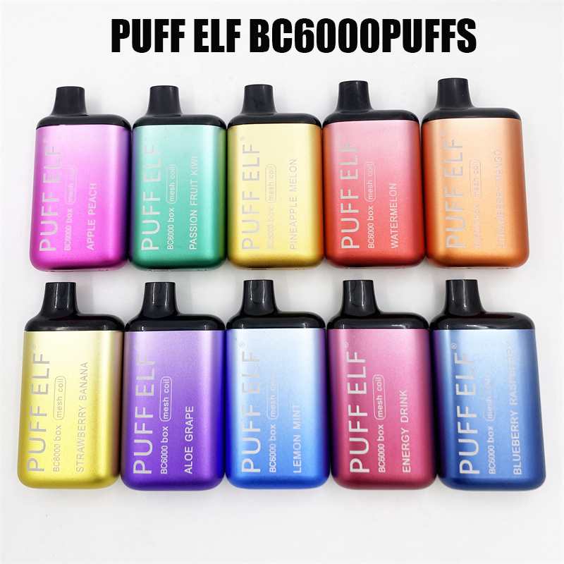 PUFF ELF BC6000 puffs disposable E Cigarettes Device kits 15ml pods mesh coil 650mAh Type-c Rechargeable battery vape pen Kit 10 Colors authentic 100% vs elf box bar
PUFF ELF BC6000 puffs disposable E Cigarettes Device kits 15ml pods mesh coil 650mAh Type-c Rechargeable battery vape pen Kit 10 Colors authentic 100% vs elf box bar