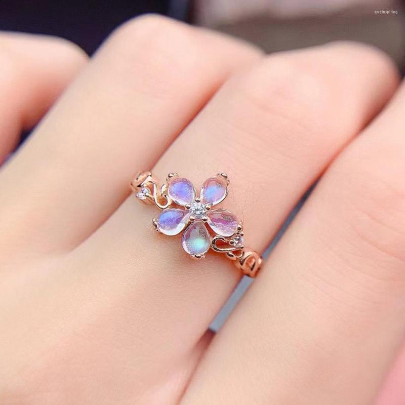 Cluster Rings Silver Flower Ring Rose Gold Color 925 Moonstone For Women Engagement Wedding Gift
Cluster Rings Silver Flower Ring Rose Gold Color 925 Moonstone For Women Engagement Wedding Gift