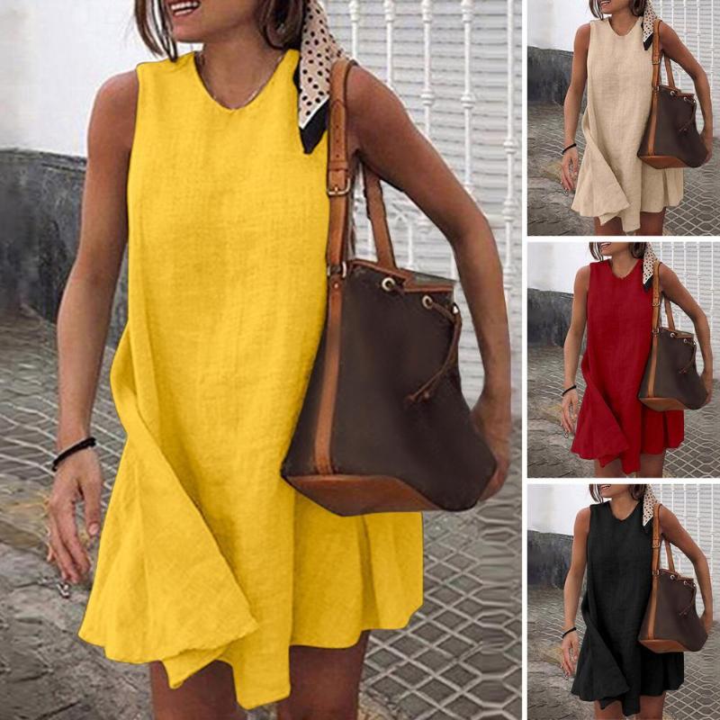 Casual Dresses Chic Vest Dress All-match Mini O Neck Comfortable Large Hem Short DressCasual, Yellow
Casual Dresses Chic Vest Dress All-match Mini O Neck Comfortable Large Hem Short DressCasual, Yellow