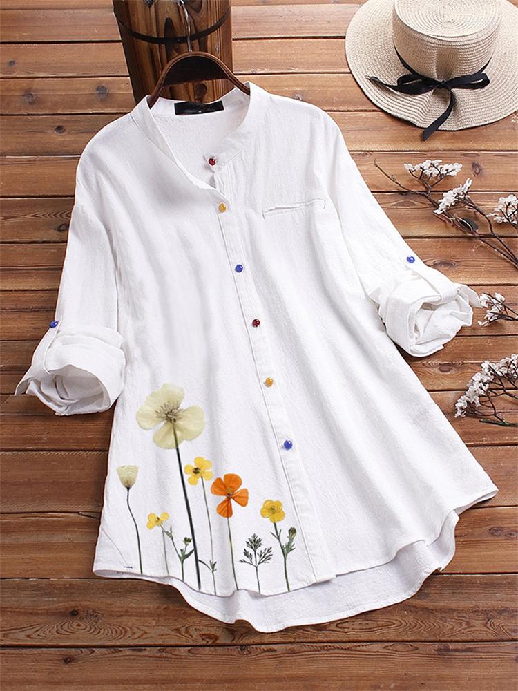 Women' Blouses 2023 Cotton Linen Shirt Tops Women Spring Summer Long-sleeve Print Colored Buttons Oversize -5XL Stand-up Collar Shirts, White
Women' Blouses 2023 Cotton Linen Shirt Tops Women Spring Summer Long-sleeve Print Colored Buttons Oversize -5XL Stand-up Collar Shirts, White