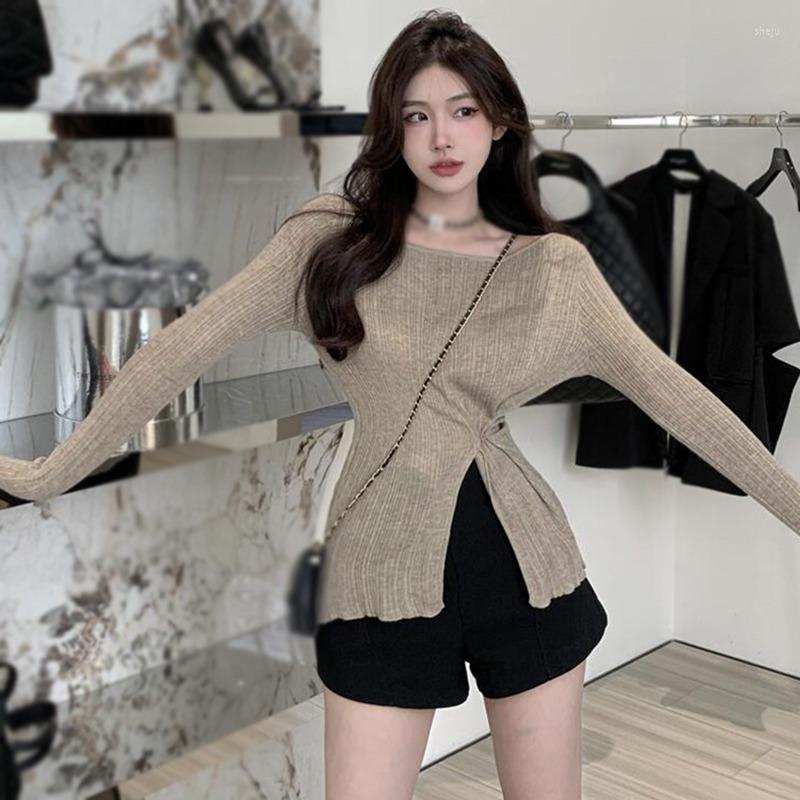 Women's Sweaters Autumn Slash Neck Long Sleeve Shirt Slim Waist Split Top Sexy Girl Fashion Jumpers Harajuku Streetwear Casual Pullovers
Women's Sweaters Autumn Slash Neck Long Sleeve Shirt Slim Waist Split Top Sexy Girl Fashion Jumpers Harajuku Streetwear Casual Pullovers