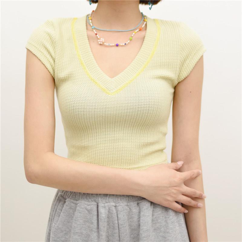 Women' T Shirts Women V Neck Waffle Slim Fitted Crop With Cap Sleeve A182Women, Beige
Women' T Shirts Women V Neck Waffle Slim Fitted Crop With Cap Sleeve A182Women, Beige