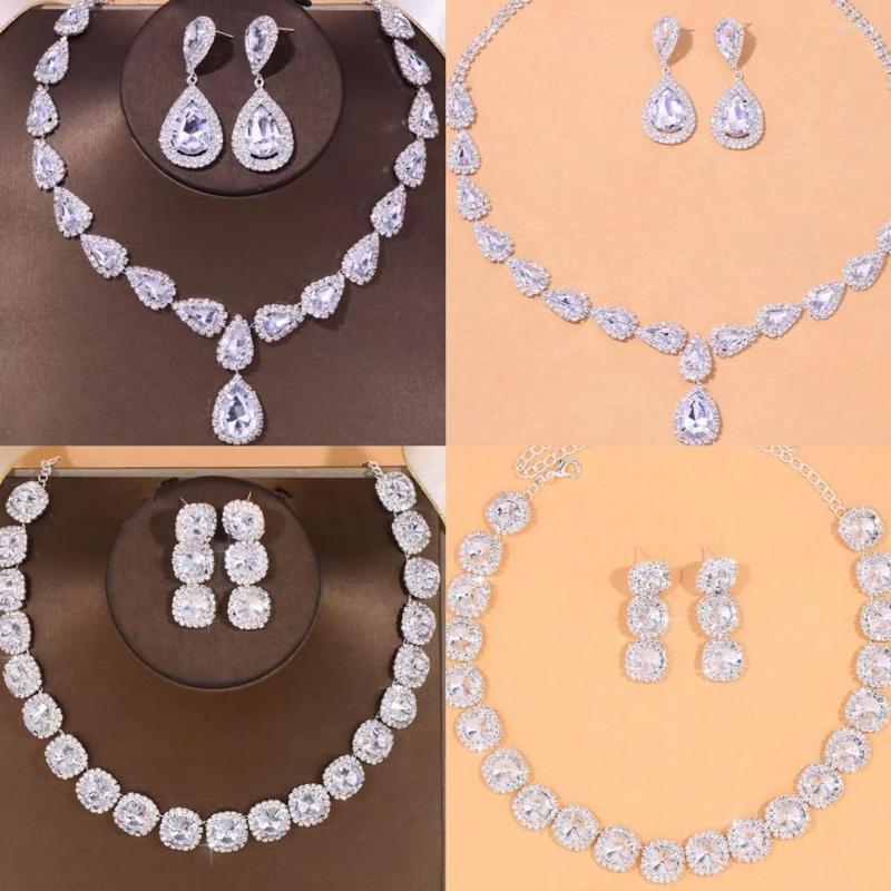 Necklace Earrings Set Luxury Royal Crystal Round Gemstone Choker Wedding Sets For Women Shiny Rhinestone Water Drop Bridal, Picture shown
Necklace Earrings Set Luxury Royal Crystal Round Gemstone Choker Wedding Sets For Women Shiny Rhinestone Water Drop Bridal, Picture shown
