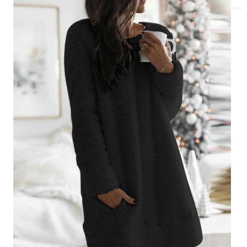 Casual Dresses Wepbel Straight-Leg Plush Dress Solid Color Long Sleeve Women O-neck Simple Loose Pockets Mini Straight, Black
Casual Dresses Wepbel Straight-Leg Plush Dress Solid Color Long Sleeve Women O-neck Simple Loose Pockets Mini Straight, Black