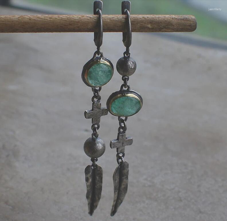 Dangle Earrings Punk Green Stone Cross Feather Drop For Women Ancient Personality Trend Cool Vintage Fashion Jewelry
Dangle Earrings Punk Green Stone Cross Feather Drop For Women Ancient Personality Trend Cool Vintage Fashion Jewelry