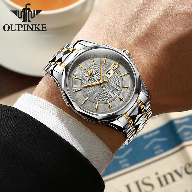 Wristwatches Mens Mechanical Watches Automatic Business Tungsten Steel Waterproof WristWatch Men Fashion Clock 3172, Gold
Wristwatches Mens Mechanical Watches Automatic Business Tungsten Steel Waterproof WristWatch Men Fashion Clock 3172, Gold