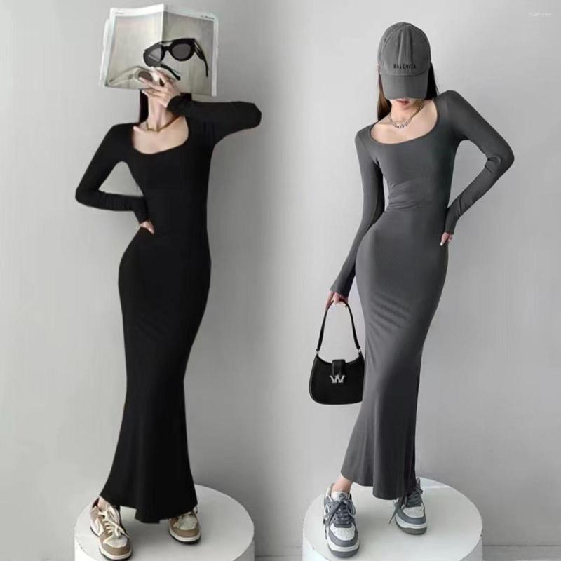 Casual Dresses French Square Collar Exposed Collarbone Long-sleeved Slim Dress Women' Autumn High Waist Tight Skinny Fishtail Bag Hips, Black
Casual Dresses French Square Collar Exposed Collarbone Long-sleeved Slim Dress Women' Autumn High Waist Tight Skinny Fishtail Bag Hips, Black