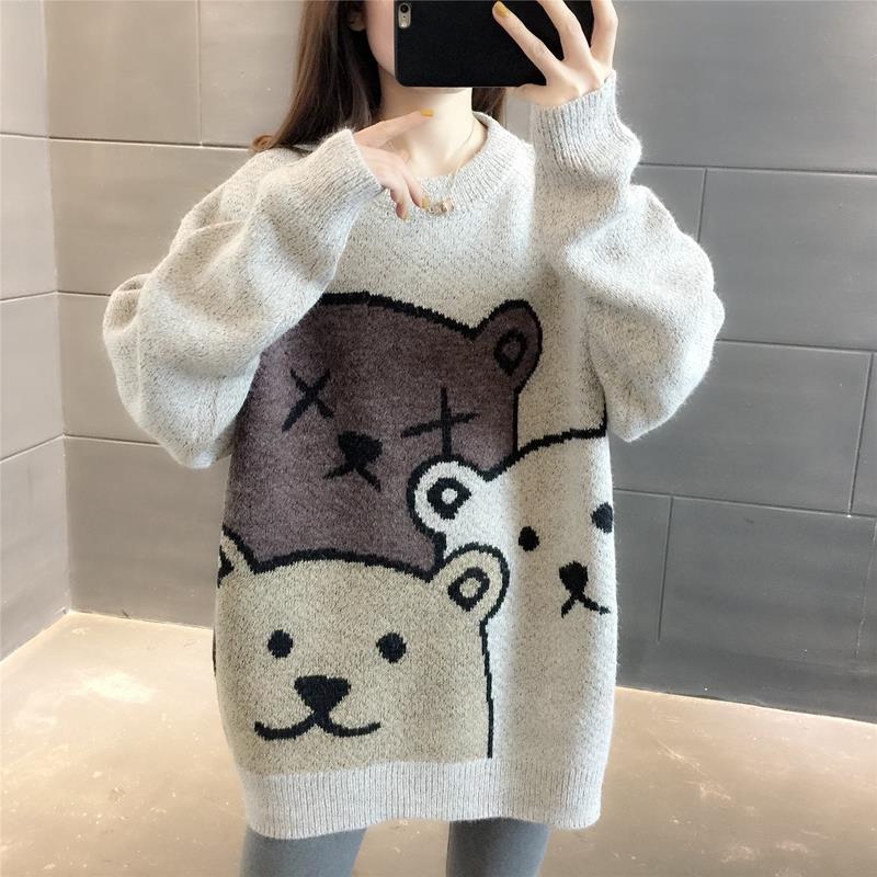 Women's Sweaters Japanese Sweet Cute Bear Jacquard Sweater Women Funny Carttoon Hit Color Knit Autumn Winter Loose Pullover Tops, Black
Women's Sweaters Japanese Sweet Cute Bear Jacquard Sweater Women Funny Carttoon Hit Color Knit Autumn Winter Loose Pullover Tops, Black