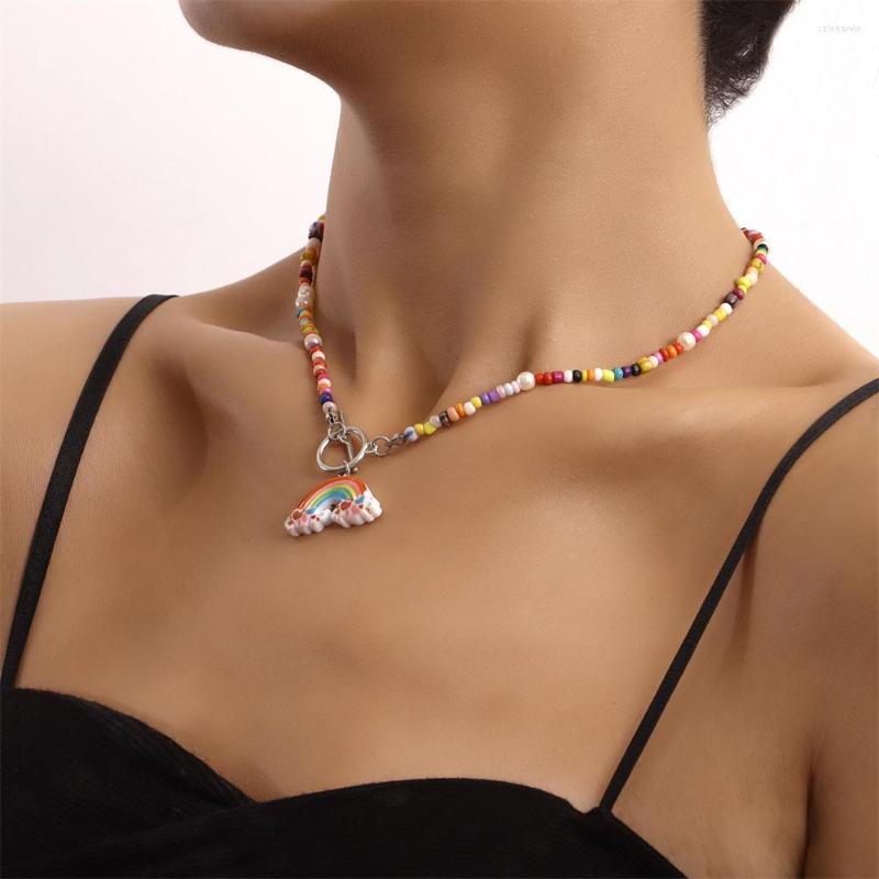 Chains Rainbow Necklaces Jewelry For Women Pendants Charms Goth Pearl Necklace Choker Vintage Beads Wedding Korean Fashion
Chains Rainbow Necklaces Jewelry For Women Pendants Charms Goth Pearl Necklace Choker Vintage Beads Wedding Korean Fashion