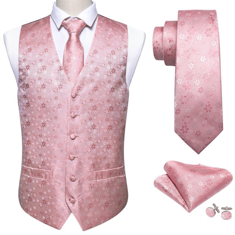 Men's Vests Pink Floral Silk Vest Waistcoat Men Slim Suit Silver Necktie Handkerchief Cufflinks Tie Barry.Wang BusinessMen's, Gm-2085
Men's Vests Pink Floral Silk Vest Waistcoat Men Slim Suit Silver Necktie Handkerchief Cufflinks Tie Barry.Wang BusinessMen's, Gm-2085