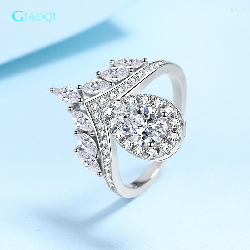 Cluster Rings GIAOQI Original 925 Silver Diamond Past Brilliant Cut 1 D Color Water Drop Moissanite V Ring Princess Jewelry
Cluster Rings GIAOQI Original 925 Silver Diamond Past Brilliant Cut 1 D Color Water Drop Moissanite V Ring Princess Jewelry