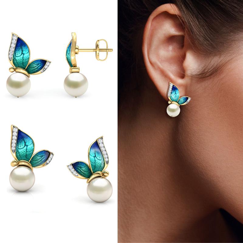 Stud Earrings Butterfly Pearl Earring Creative White Zircon Ear For Women Enamel Drop Glue Studs Wedding Party BanquetStud
Stud Earrings Butterfly Pearl Earring Creative White Zircon Ear For Women Enamel Drop Glue Studs Wedding Party BanquetStud