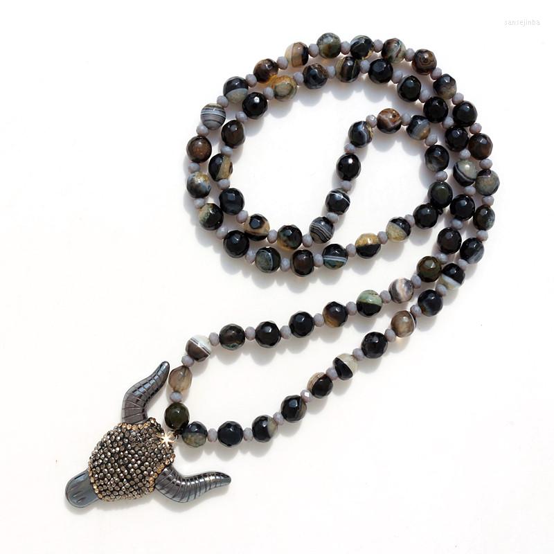 Pendant Necklaces Design Fashion Black Natural Stone & Hematite Trendy Tauren Necklace Exaggerated Long Bull Horn 7A009
Pendant Necklaces Design Fashion Black Natural Stone & Hematite Trendy Tauren Necklace Exaggerated Long Bull Horn 7A009