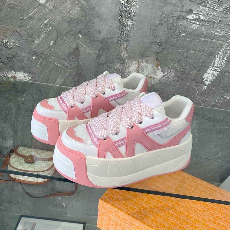 Shoes Autumn 2023 new lace up thick soled sponge cake women's shoes leather small white shoes men's board shoes color matching couples sports, Pink2
Shoes Autumn 2023 new lace up thick soled sponge cake women's shoes leather small white shoes men's board shoes color matching couples sports, Pink2