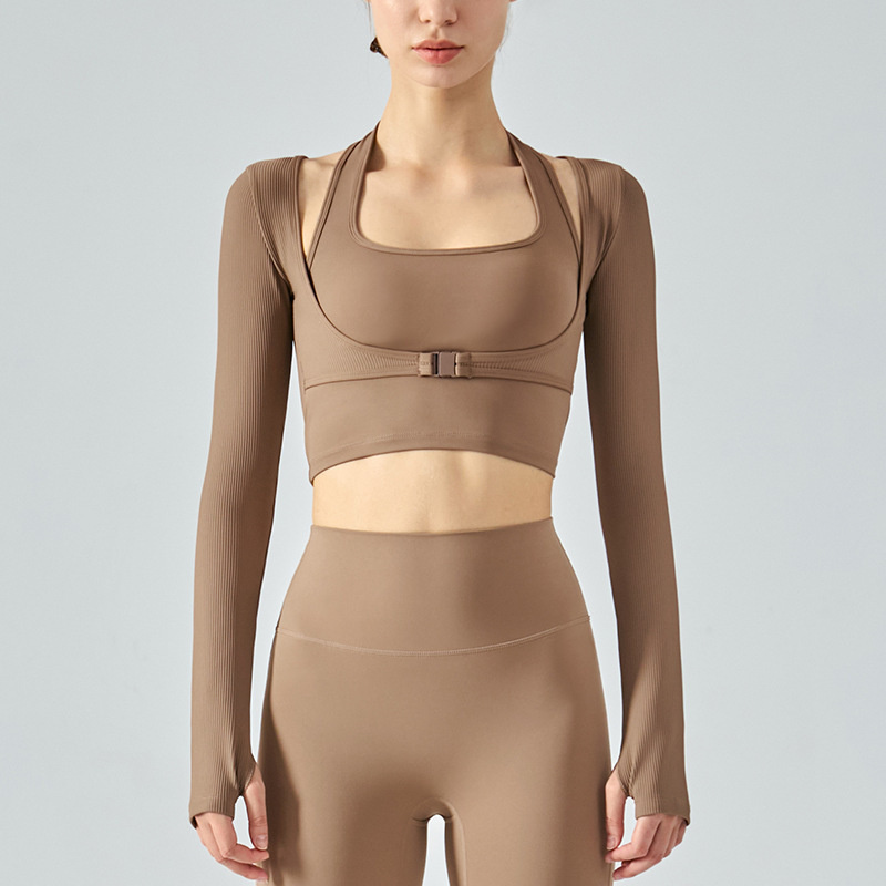 LL Hanging Neck Fake Two Yoga Clothes Long-Sleeved Fitness Clothes With Chest Pads Women' Running Sports Clothes Fast Dry Tights, Black
LL Hanging Neck Fake Two Yoga Clothes Long-Sleeved Fitness Clothes With Chest Pads Women' Running Sports Clothes Fast Dry Tights, Black