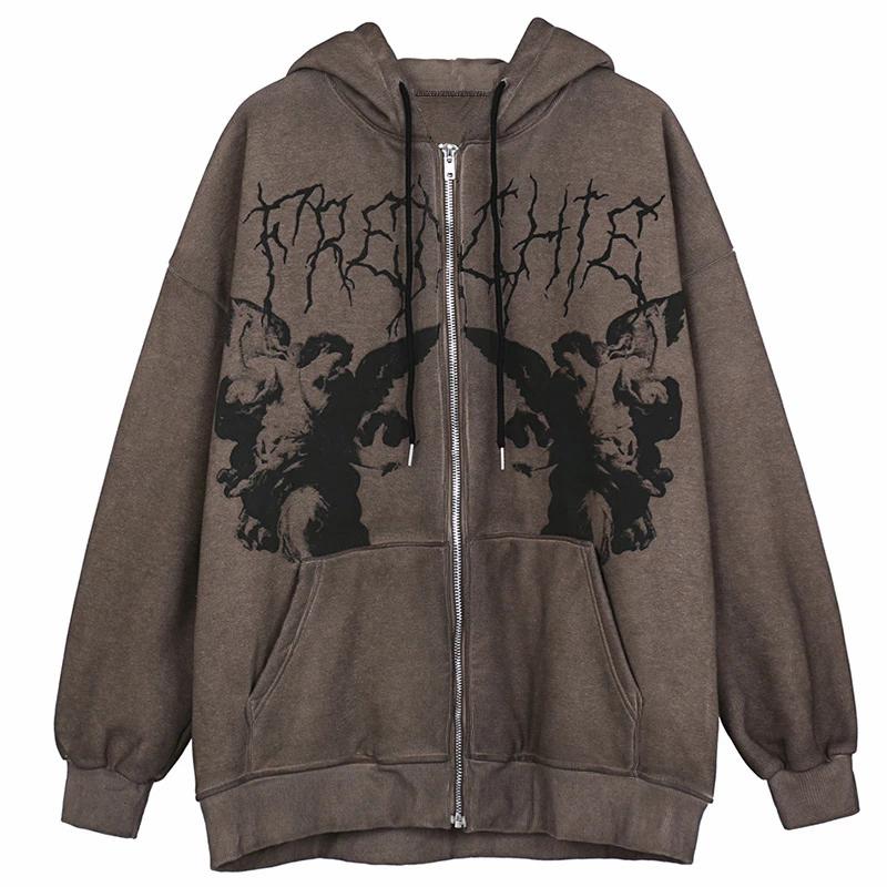 Women' Hoodies & Sweatshirts Women Vintage Angel Print Hoodie Autumn Long Sleeve Hooded Jacket Y2k Punk Hip Pullover Top Zip Brown Fema, 905-black
Women' Hoodies & Sweatshirts Women Vintage Angel Print Hoodie Autumn Long Sleeve Hooded Jacket Y2k Punk Hip Pullover Top Zip Brown Fema, 905-black