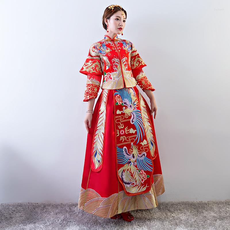 Ethnic Clothing Women Traditional Gown Cheongsam Wedding Bride Red Chinese Dress Phoenix Woman Qipao Vestido Oriental Style Dresses
Ethnic Clothing Women Traditional Gown Cheongsam Wedding Bride Red Chinese Dress Phoenix Woman Qipao Vestido Oriental Style Dresses
