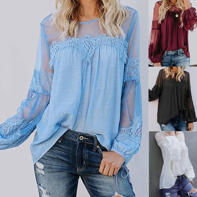 Women' Blouses Fashion Perspective Lace Blouse Shirt Sexy Loose Tops Casual Autumn Winter Ladies Female Women Long Sleeve Blusas Pullover, Black
Women' Blouses Fashion Perspective Lace Blouse Shirt Sexy Loose Tops Casual Autumn Winter Ladies Female Women Long Sleeve Blusas Pullover, Black