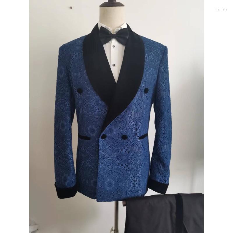 Men's Suits Latest Coat Pant Design Dark Blue Lace Men Tuxedo 2 Pieces Velvet Shawl Lapel Wedding Party Groom Costume Homme Blazer, Picture shown
Men's Suits Latest Coat Pant Design Dark Blue Lace Men Tuxedo 2 Pieces Velvet Shawl Lapel Wedding Party Groom Costume Homme Blazer, Picture shown