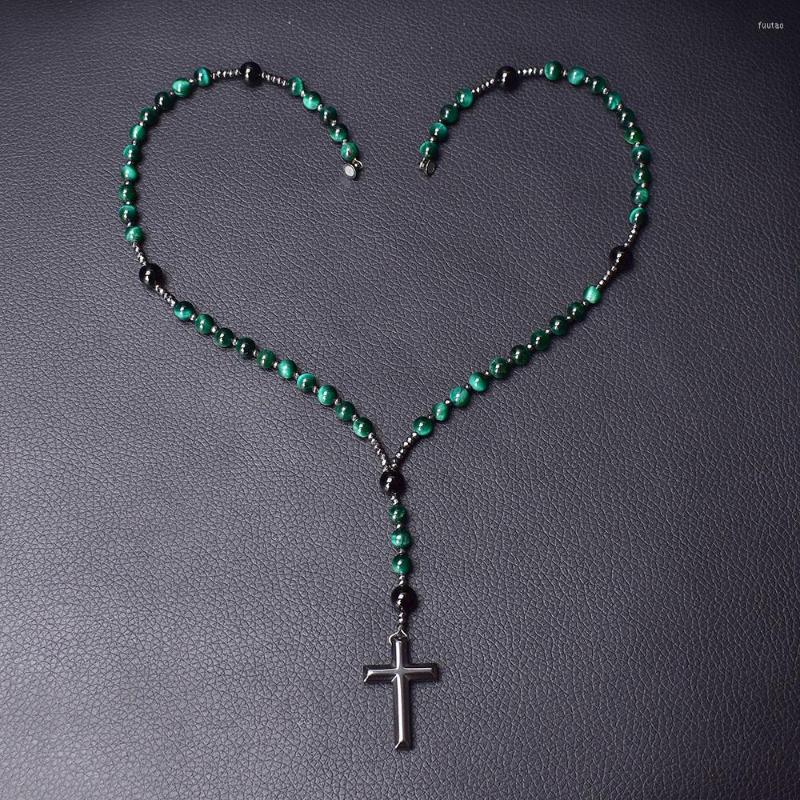 Pendant Necklaces Mens Rosary Necklace Green Tiger Eye Onyx Catholic Cross For Women Natural Stone Vintage Jewelry
Pendant Necklaces Mens Rosary Necklace Green Tiger Eye Onyx Catholic Cross For Women Natural Stone Vintage Jewelry
