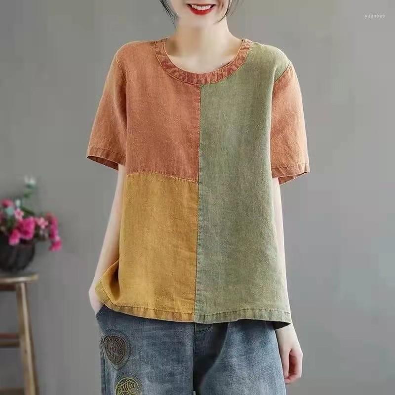 Women's T Shirts Selling Arrival Summer Women Loose Casual Short Sleeve O-neck Shirt All-matched Cotton Linen Patchwork T-shirt, Khaki
Women's T Shirts Selling Arrival Summer Women Loose Casual Short Sleeve O-neck Shirt All-matched Cotton Linen Patchwork T-shirt, Khaki