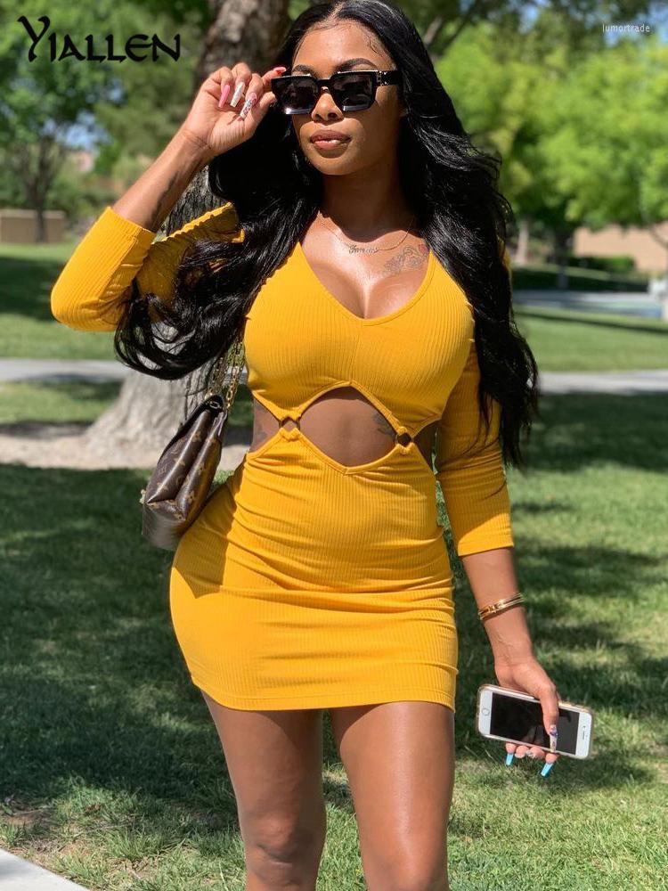 Casual Dresses Yiallen Autumn Knitted Solid Woman' Dress V-Neck Elegant Sexy Cleavage Hollow Waist Long Sleeve Skinny Skirt Female, Yellow
Casual Dresses Yiallen Autumn Knitted Solid Woman' Dress V-Neck Elegant Sexy Cleavage Hollow Waist Long Sleeve Skinny Skirt Female, Yellow