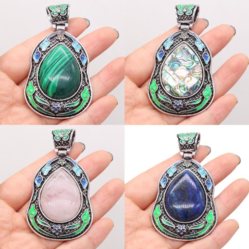Pendant Necklaces Natural Stone Lapis Lazuli Malachite Antique-Silver Color Reiki Heal Crystal For Vintage Jewelry Making Necklace Crafts
Pendant Necklaces Natural Stone Lapis Lazuli Malachite Antique-Silver Color Reiki Heal Crystal For Vintage Jewelry Making Necklace Crafts