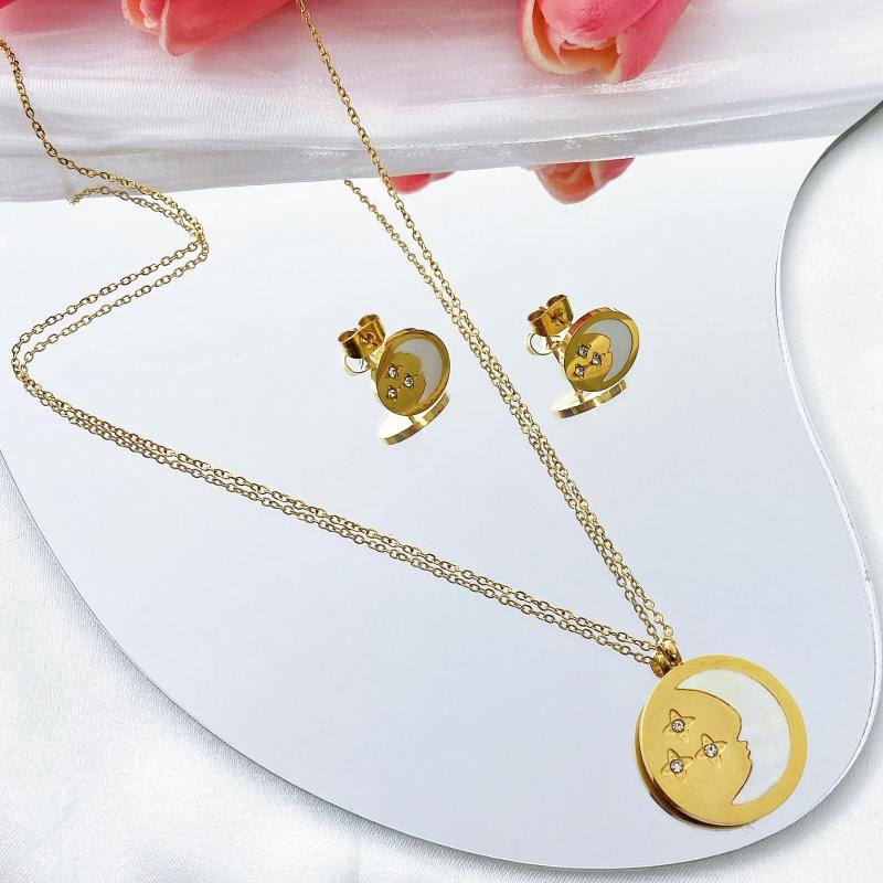 Necklace Earrings Set Fashion Celestial Jewelry Silver Coin Pendant Moon Star Gold Plated Stainless Steel, Picture shown
Necklace Earrings Set Fashion Celestial Jewelry Silver Coin Pendant Moon Star Gold Plated Stainless Steel, Picture shown