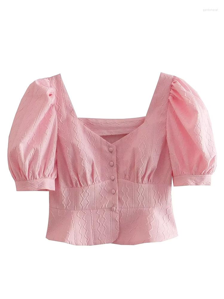Women's Blouses YENKYE Fashion Women Pink Puff Sleeve Summer Tops Sexy V Neck Sweet Ladies Front Button Crop Blouse Shirt
Women's Blouses YENKYE Fashion Women Pink Puff Sleeve Summer Tops Sexy V Neck Sweet Ladies Front Button Crop Blouse Shirt