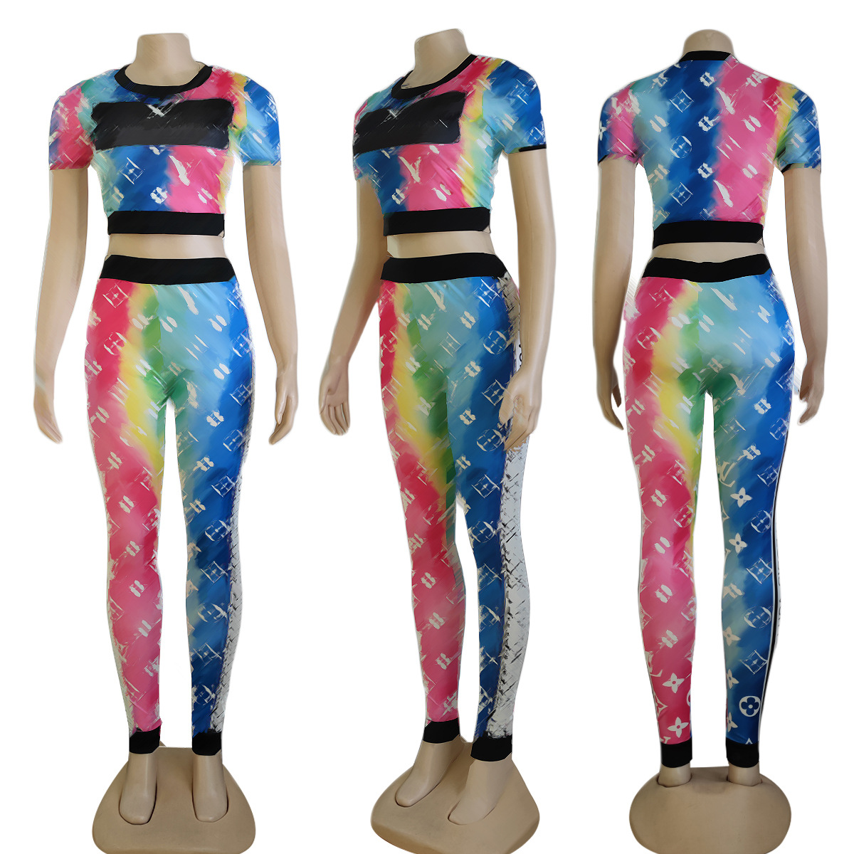 Women Tracksuits Yuja clothing two piece sets Short sleeve T Shirt Pants Solid Tops Legging outfits Jogger suit Clothing Mujer Short sleeve Coats