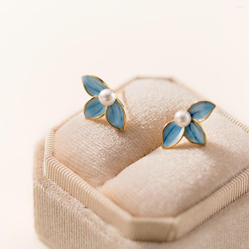 Stud Earrings Real 925 Sterling Silver Synthetic Pearl Blue Three Petal Flower For Women Girls Birthday Anniversary Gifts
Stud Earrings Real 925 Sterling Silver Synthetic Pearl Blue Three Petal Flower For Women Girls Birthday Anniversary Gifts