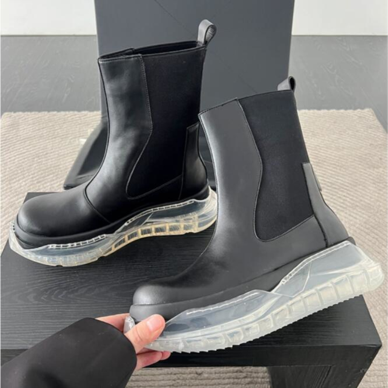 Transparent Sole Man Chelsea Boot Desinger Men Leather Shoes High Top Men's Half Boots, Black
Transparent Sole Man Chelsea Boot Desinger Men Leather Shoes High Top Men's Half Boots, Black