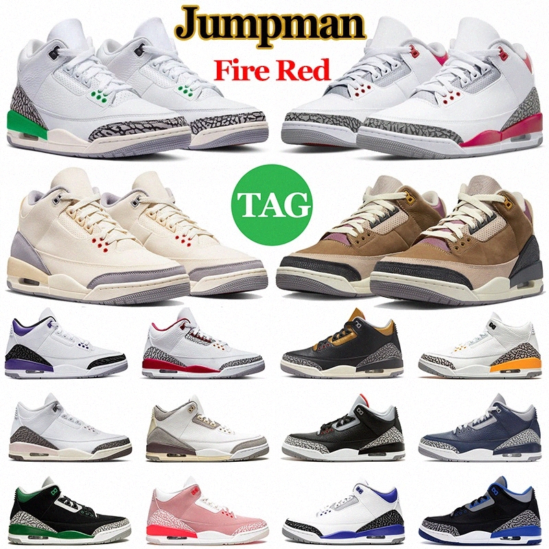 2023 Jumpman 3 3s Basketball Shoes Men Womens Cardinal Fire Red Cement Black Cat Lucky Green A Ma Maniere Archaeo Brown Mens Trainers Sziiu#