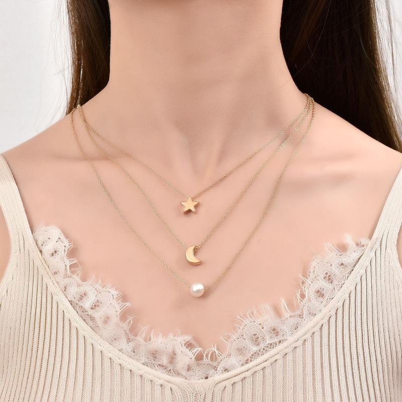 Pendant Necklaces Fashion Geometric Star Moon Multi-loop Chain Necklace Luxury Pearl Multi-layer Jewelry Choker For Women 2023
Pendant Necklaces Fashion Geometric Star Moon Multi-loop Chain Necklace Luxury Pearl Multi-layer Jewelry Choker For Women 2023