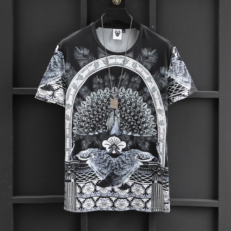 Men's T Shirts European And American Wear Summer 2023 Peacock Print With Short Sleeves Round Collar Fashion Ice Silk T-shirtMen's, Black
Men's T Shirts European And American Wear Summer 2023 Peacock Print With Short Sleeves Round Collar Fashion Ice Silk T-shirtMen's, Black