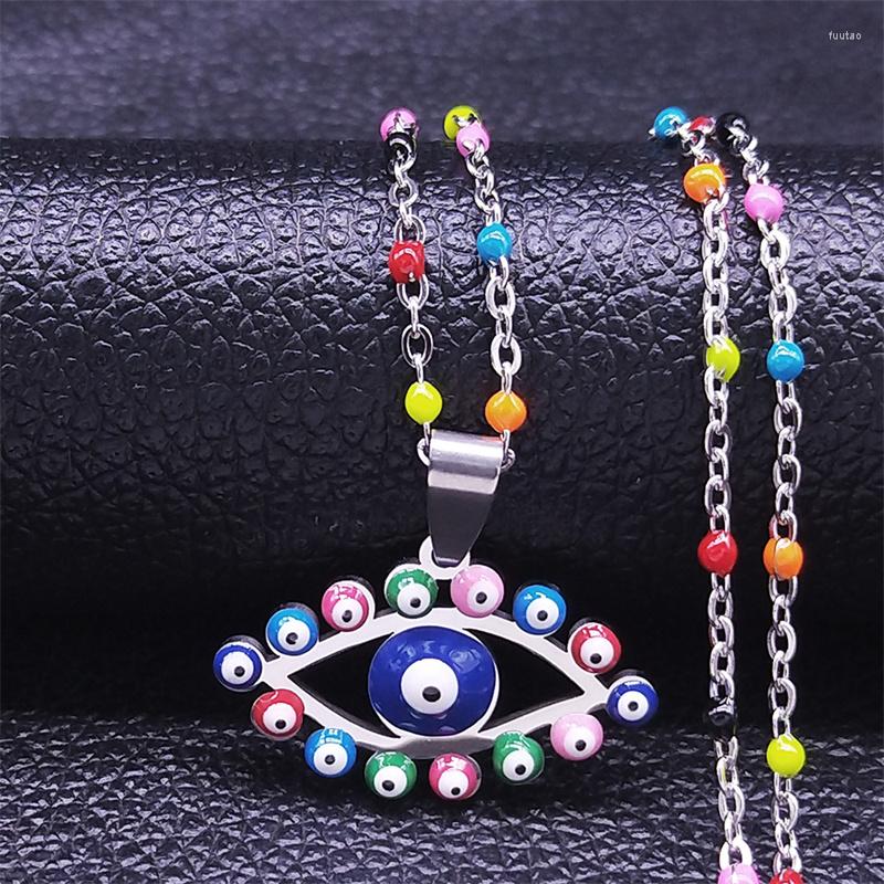 Pendant Necklaces Colorful Turkey Eyes Stainless Steel Charm Women Silver Color Necklace Jewlery Acier Inoxydable Bijoux N5203S04
Pendant Necklaces Colorful Turkey Eyes Stainless Steel Charm Women Silver Color Necklace Jewlery Acier Inoxydable Bijoux N5203S04