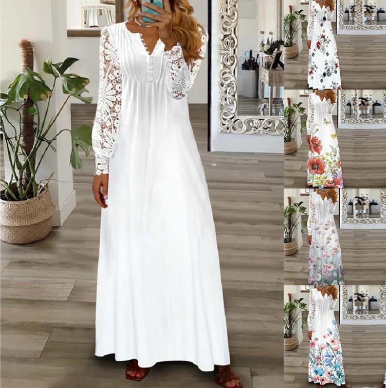 Casual Dresses Fashion Spring Elegant Dress Vestido Loose Printed For Women 2023 Print V Neck Lace Long Sleeve Vintage
Casual Dresses Fashion Spring Elegant Dress Vestido Loose Printed For Women 2023 Print V Neck Lace Long Sleeve Vintage