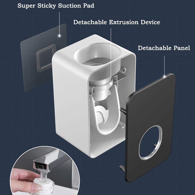 Toothpaste Ykelin Toothpaste Dispenser WallMounted Automatic Toothpaste Squeezer Toothpaste Holder For HoleFree Wall Hanging 230217