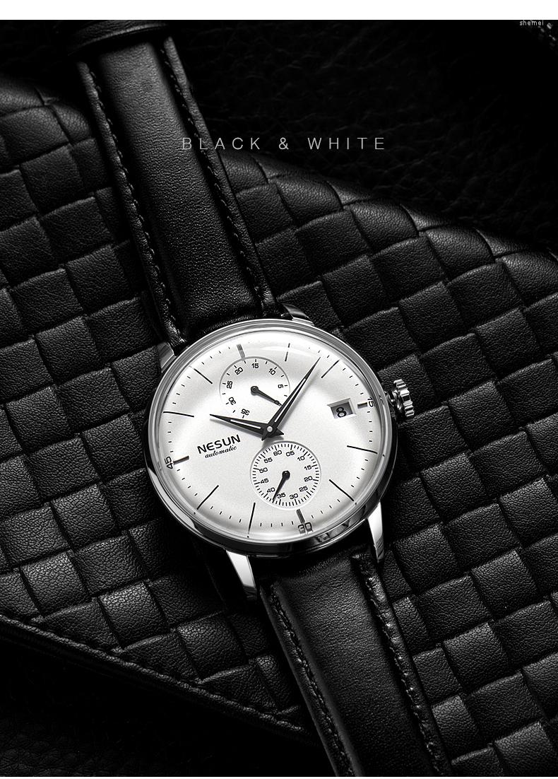 Wristwatches NESUN Fashion Calendar Automatic Mechanical Watch Men's Leather Strap Sports Luminous Waterproof, Steel-black belt
Wristwatches NESUN Fashion Calendar Automatic Mechanical Watch Men's Leather Strap Sports Luminous Waterproof, Steel-black belt