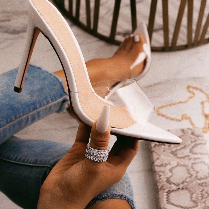 Sandals Transparent PVC Women Pointed Toe 11CM Thin Heels High Slip On Sandal Shoes 2023 Size 35-42, White
Sandals Transparent PVC Women Pointed Toe 11CM Thin Heels High Slip On Sandal Shoes 2023 Size 35-42, White