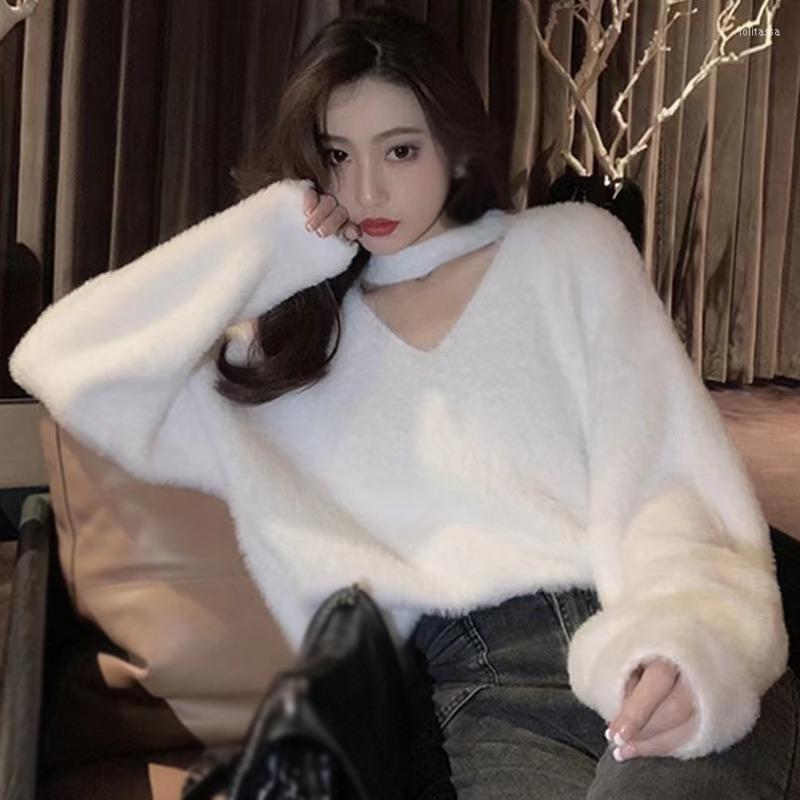 Women's Sweaters Pullovers Lantern Sleeve Vintage Tops Mink Cashmere Halter V-Neck Loose Knitted Sweater Women Jumpers Oversized Elastic
Women's Sweaters Pullovers Lantern Sleeve Vintage Tops Mink Cashmere Halter V-Neck Loose Knitted Sweater Women Jumpers Oversized Elastic