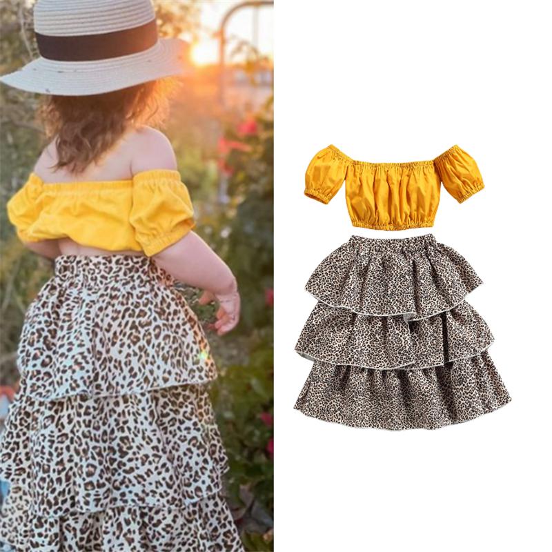 Clothing Sets Girls Fashion Summer Children Clothes Solid Off Shoulder Crop Tops Leopard Skirt 2pcs Kids, Picture shown
Clothing Sets Girls Fashion Summer Children Clothes Solid Off Shoulder Crop Tops Leopard Skirt 2pcs Kids, Picture shown