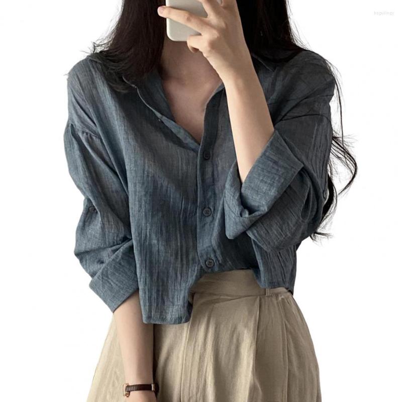 Women' Blouses Blouse Women Elegant Lapel Long Sleeves Buttons Placket Shirt Spring Solid Color Pleated Top Blusas 2023, Blue
Women' Blouses Blouse Women Elegant Lapel Long Sleeves Buttons Placket Shirt Spring Solid Color Pleated Top Blusas 2023, Blue