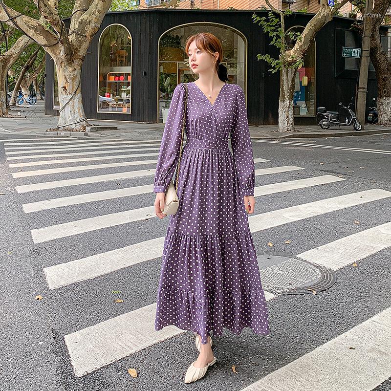 Casual Dresses Chikichi 2023Autumn And Winter Style Korean Fashion Elegant V-neck Polka Dot Print Chiffon Long-sleeved Long Dress Women, Purple
Casual Dresses Chikichi 2023Autumn And Winter Style Korean Fashion Elegant V-neck Polka Dot Print Chiffon Long-sleeved Long Dress Women, Purple