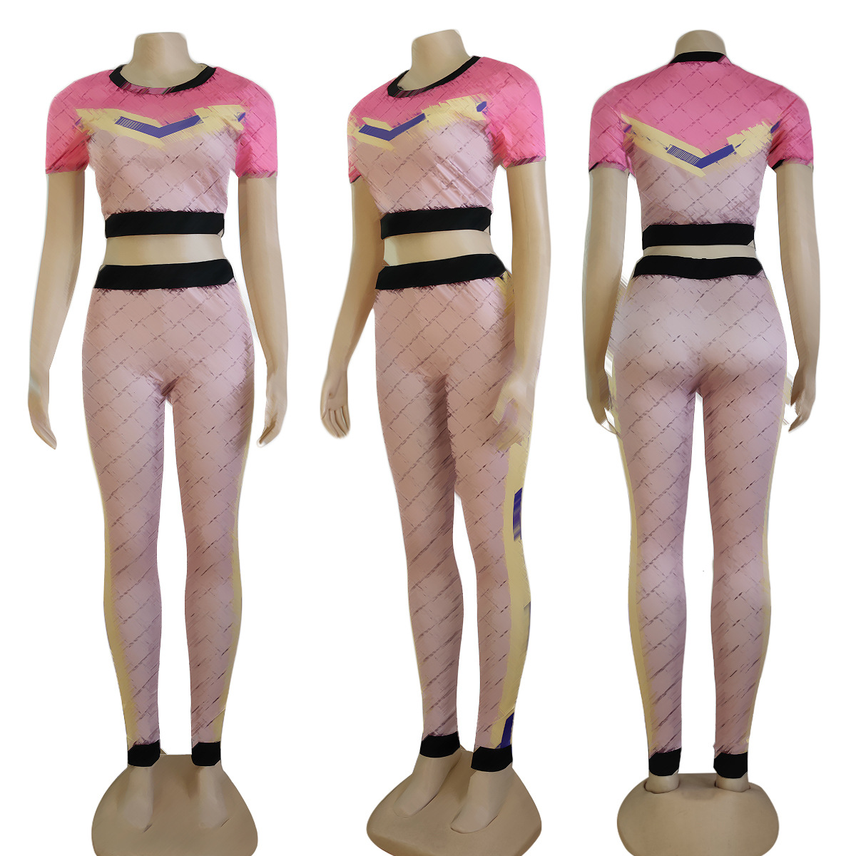 Women Tracksuits Yuja clothing two piece sets Short sleeve T Shirt Pants Solid Tops Legging outfits Jogger suit Clothing Mujer Short sleeve Coats