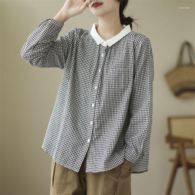Women's Blouses Arts Style Loose Shirt Cotton Linen Tops Women Long Sleeve Turn-down Collar Casual Plaid Blouse Elegant Spring Blusas Mujer, Black
Women's Blouses Arts Style Loose Shirt Cotton Linen Tops Women Long Sleeve Turn-down Collar Casual Plaid Blouse Elegant Spring Blusas Mujer, Black