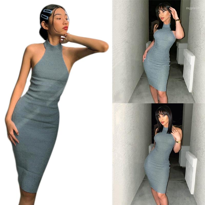 Party Dresses Sleeveless Halter Bodycon Sexy Midi Dress Summer Women Fashion Streetwear Outfits Pure Sundress Wear, Picture shown
Party Dresses Sleeveless Halter Bodycon Sexy Midi Dress Summer Women Fashion Streetwear Outfits Pure Sundress Wear, Picture shown