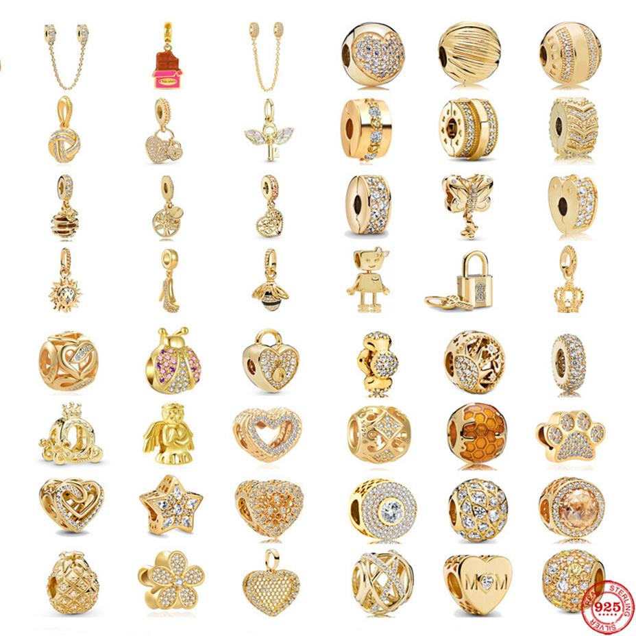 925 Sterling Silver Dangle Charm Women Beads High Quality Jewelry Gift Whole Metal Zirconia Sparkling Gold Bead Fit Pandora Charms Brac256G 
925 Sterling Silver Dangle Charm Women Beads High Quality Jewelry Gift Whole Metal Zirconia Sparkling Gold Bead Fit Pandora Charms Brac256G