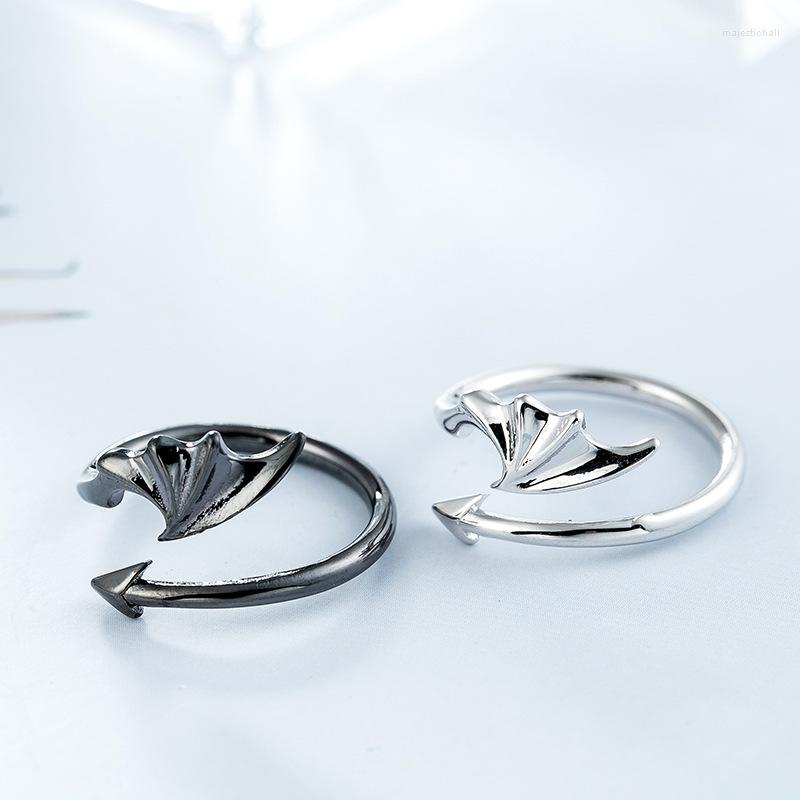 Wedding Rings DreamySky Real Pure Silver Color Demon Wing For Women Finger Ring Beautiful Jewelry Drop